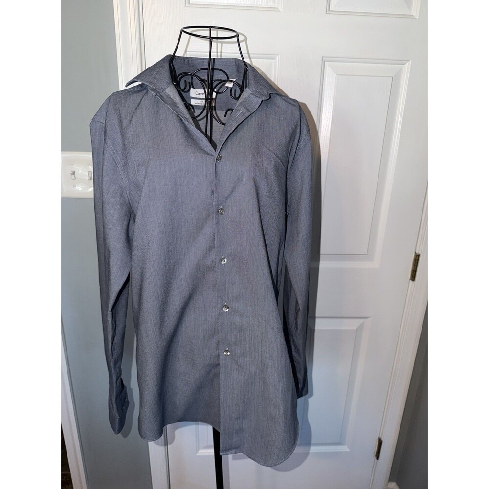 Calvin Klein Men's Slim Fit Performance Non-Iron Dress Shirt Gray 15.5 34/35